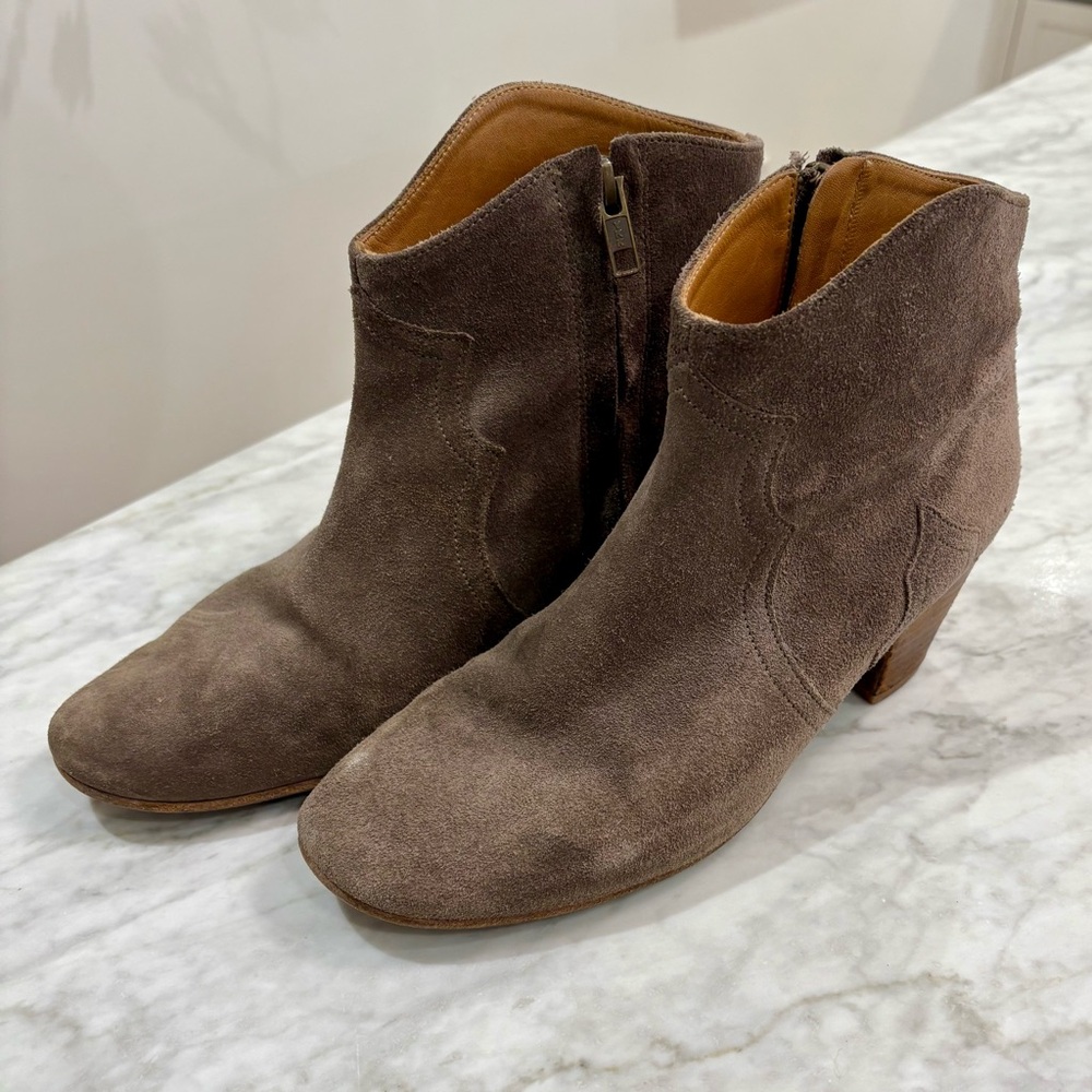 Isabel Marant Dicker Taupe Suede Ankle Boots